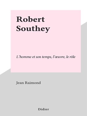 cover image of Robert Southey